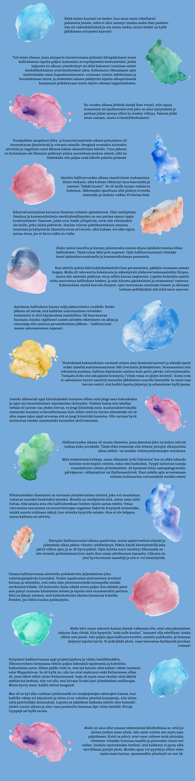 Ehkä eniten kasvatti ne hetket, kun muut antoi rehellisesti palautetta jostain, mikä ei ollut mennyt omalta osalta ihan putkeen. Osa oli väärinkäsityksiä ja osa muita mokia, mutta kaikki ne kyllä jälkikäteen erityise (4).png